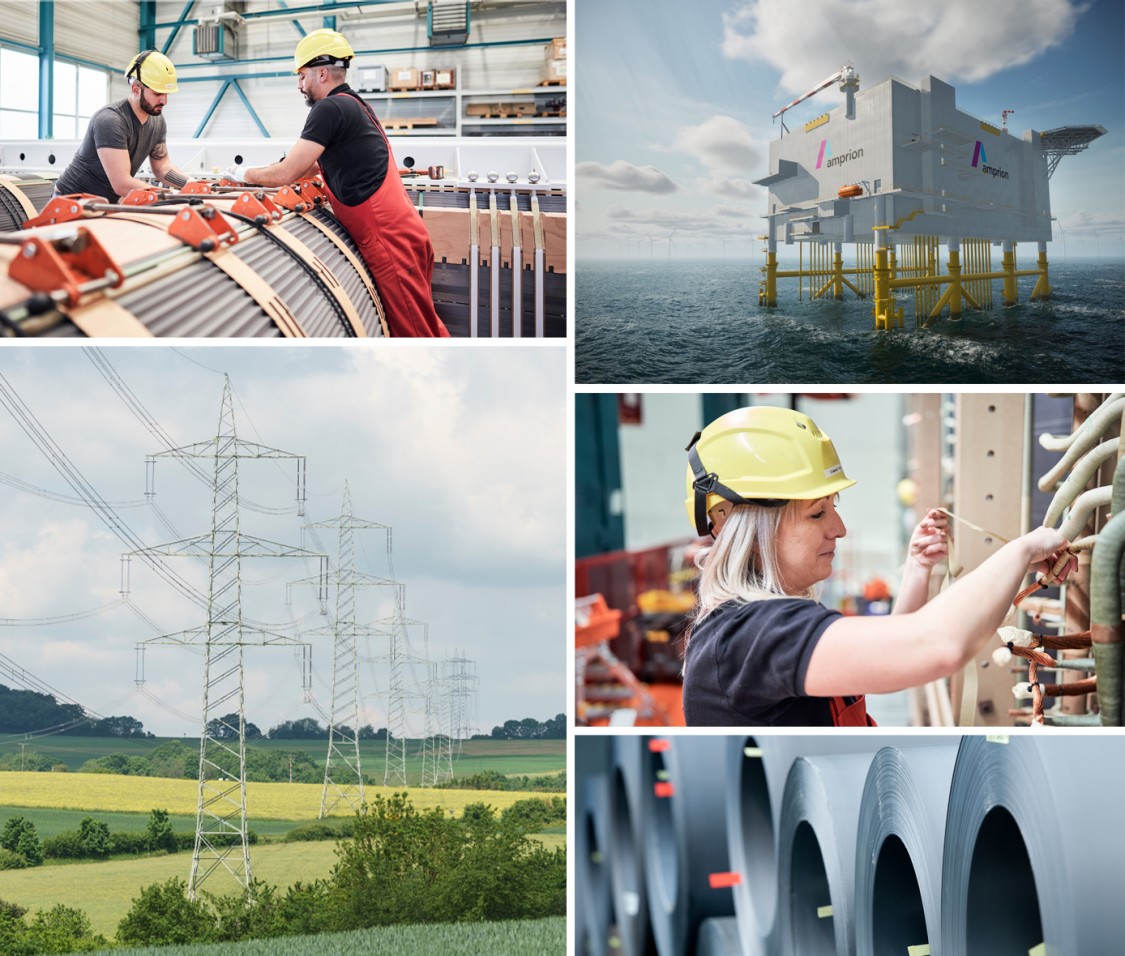 Amprion, thyssenkrupp and Siemens Energy are working together for green power networks in Europe.